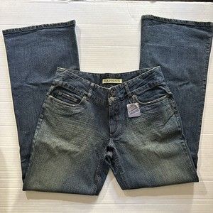 Express Seffaro  Women's Lower Rise Extreme Flare Jeans Size 12 Long  NEW